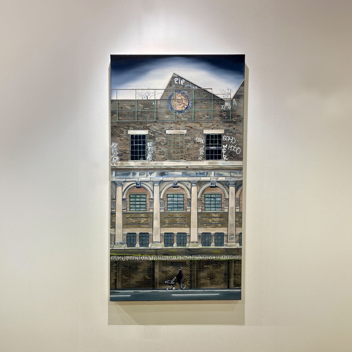 Oil Painting Rest In Peace by Rose Long of Fulham Wharf in London - derelict building