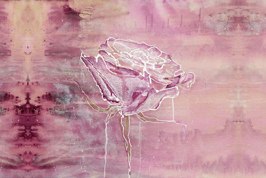 Violet pink rose on a textured pink background