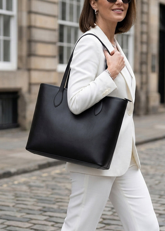 Handbag - Black Leather Tote