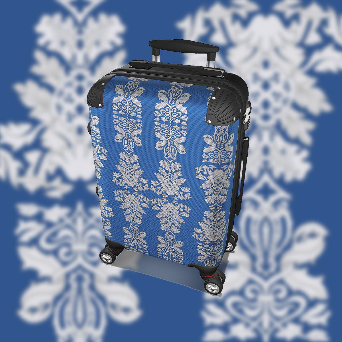 Suitcase - Cabin 55cm and 45cm - Damask On Blue Sky