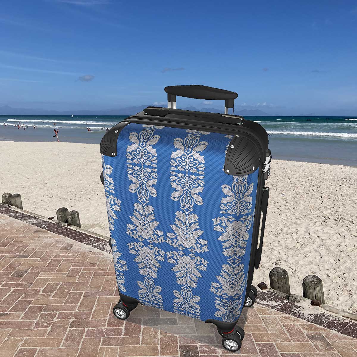 Suitcase - Cabin 55cm and 45cm - Damask On Blue Sky