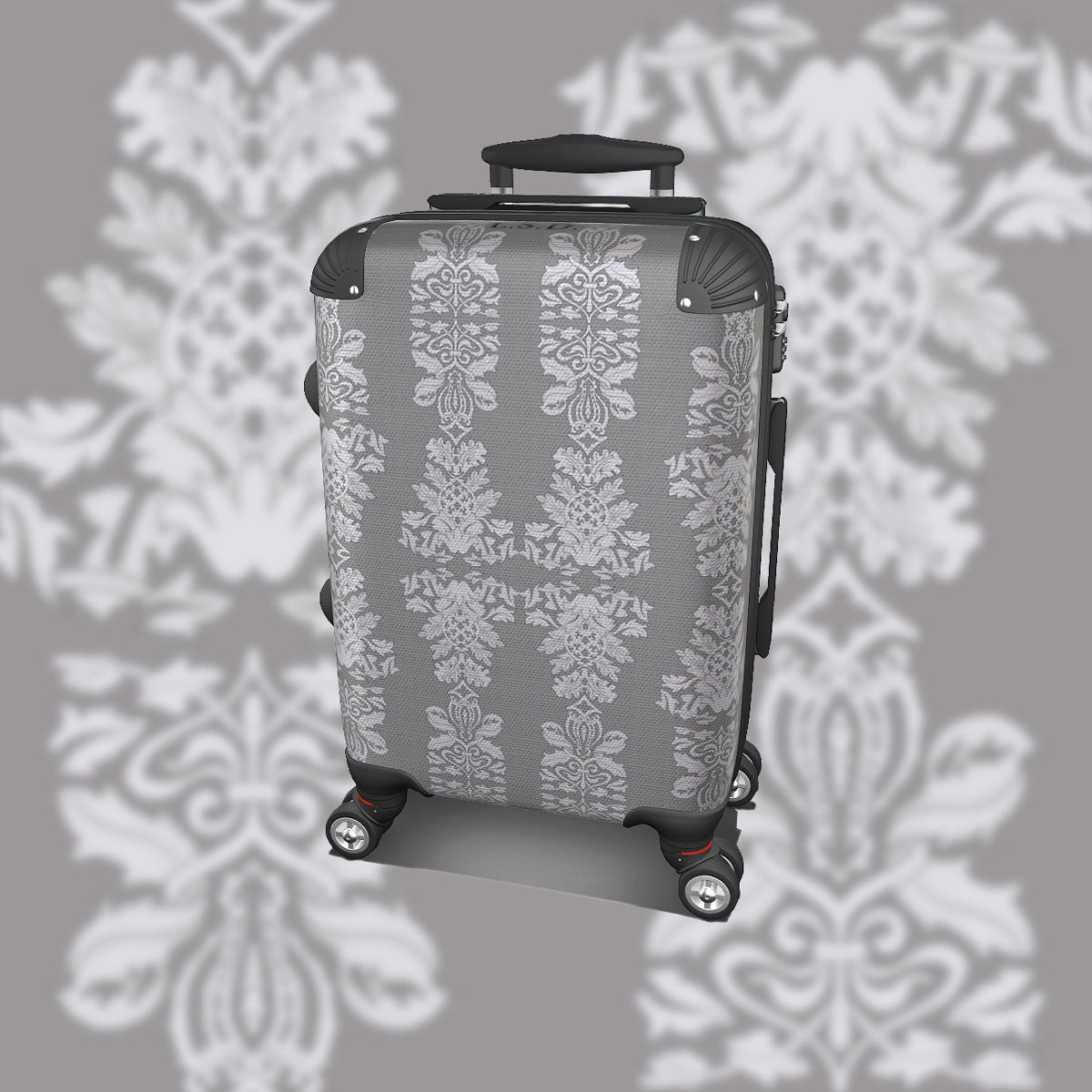 Suitcase - Cabin 55cm and 45cm - Damask On Grey