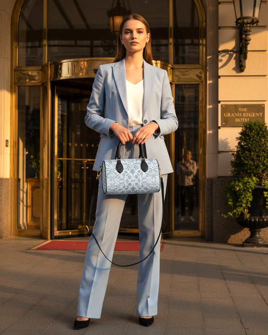Handbag - Mini Duffle Pale Blue Damask