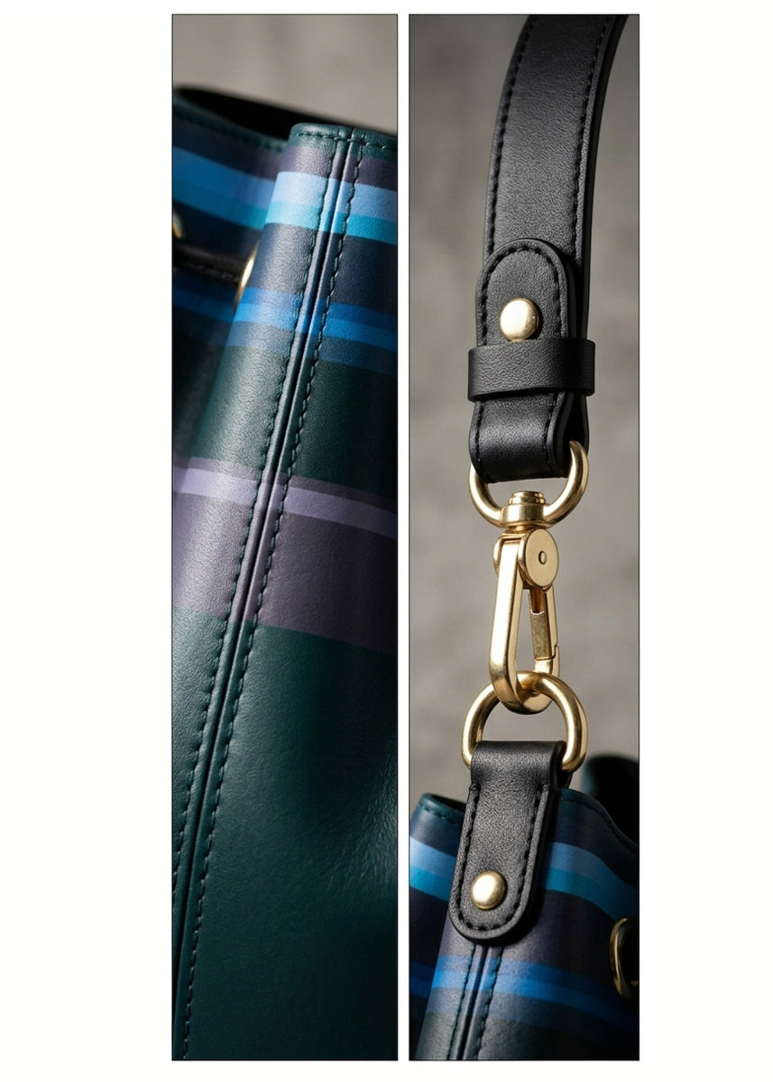 Handbag - Teal Leather Bucket