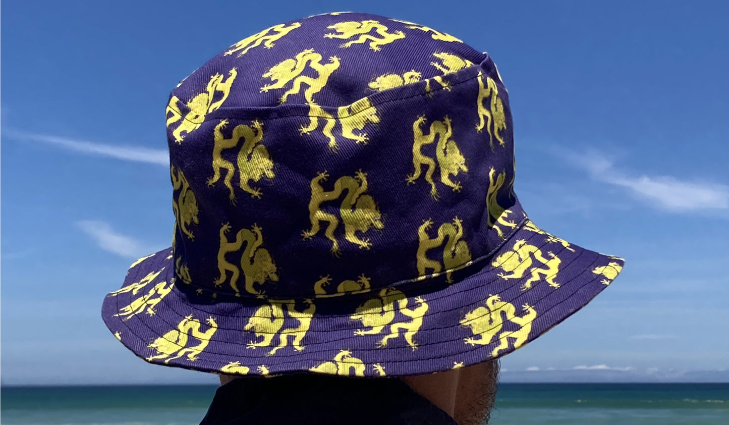Bucket Hat with Dragons on Purple
