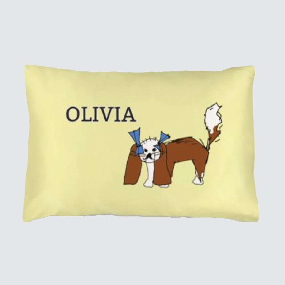Silk Pillowcase for Children - Personalised - Charlie with Bows on Yellow