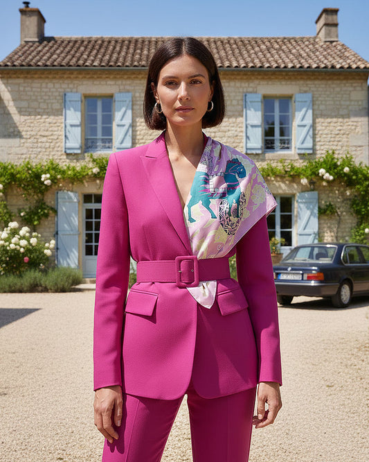 Silk Scarf - Horse on Pink