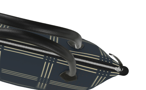 Handbag - Tote - Satin - Navy With Grid