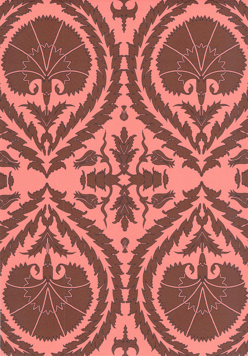 Wallpaper Acanthus and Wreath Red on Pink - £37.50 per sq metre
