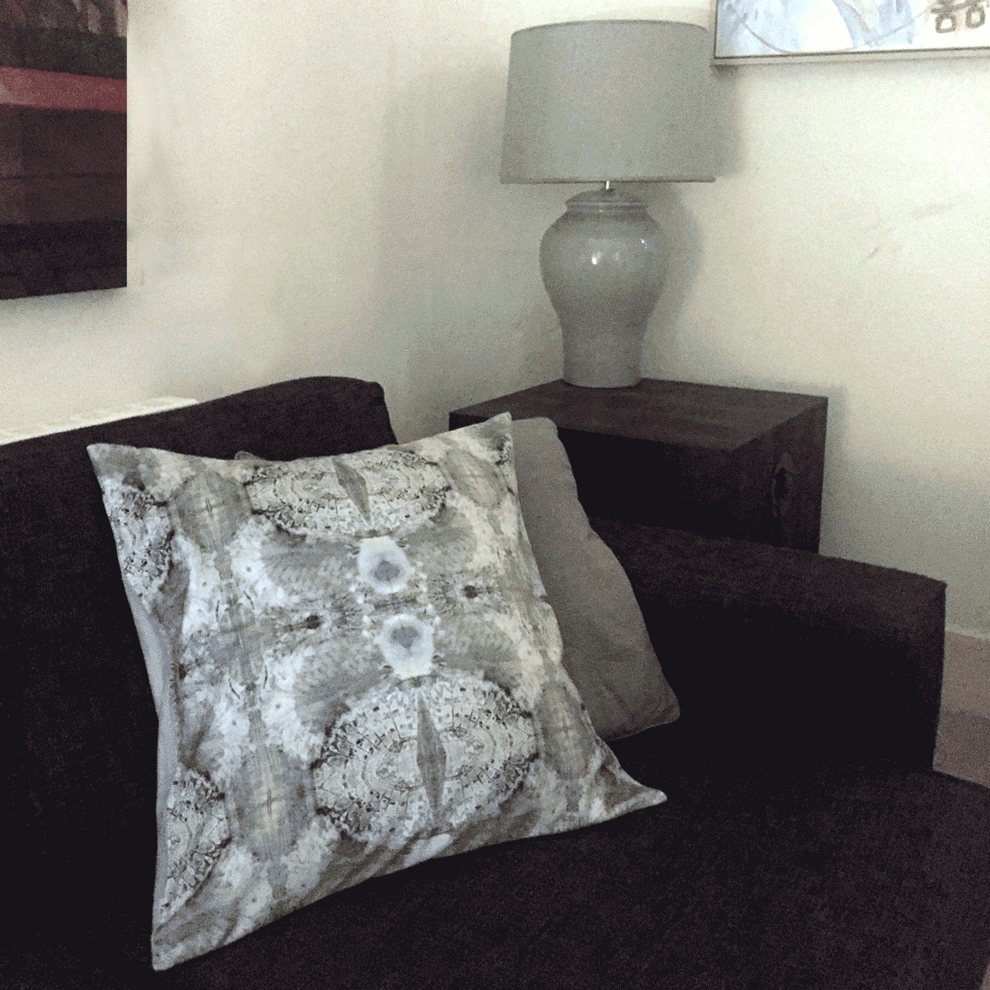 Velvet Cushion - Lace Fan Design