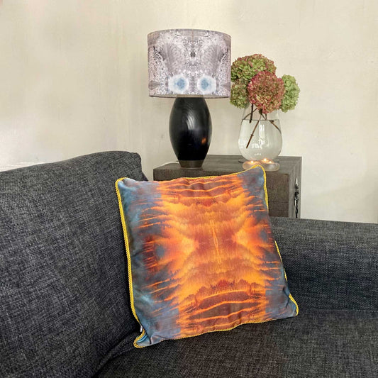 Silk Cushion - Blue Orange Water