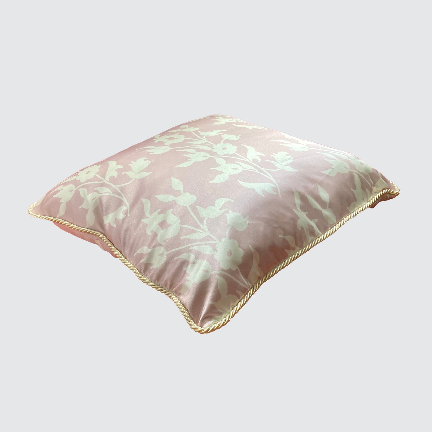 Silk Cushion - Pink With White Foliage