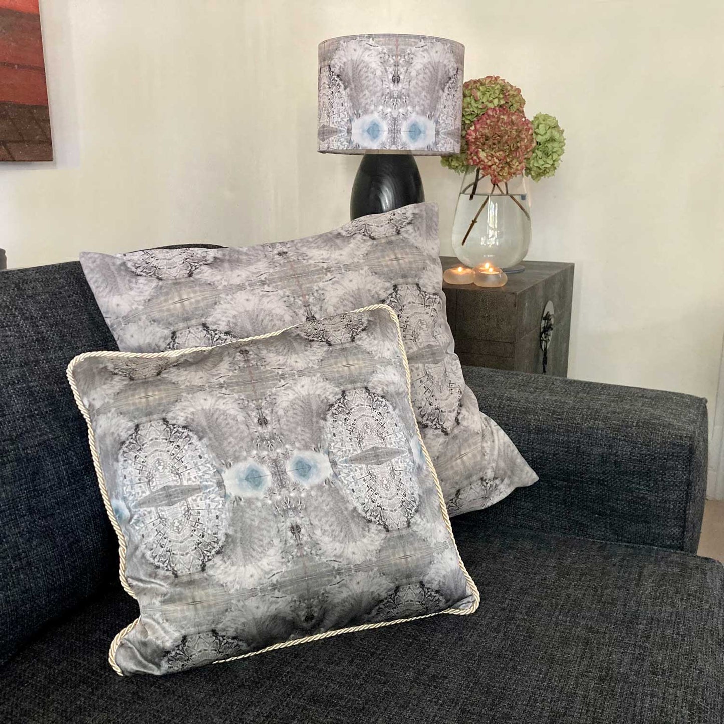 Silk Cushion - Lace Fan Pattern