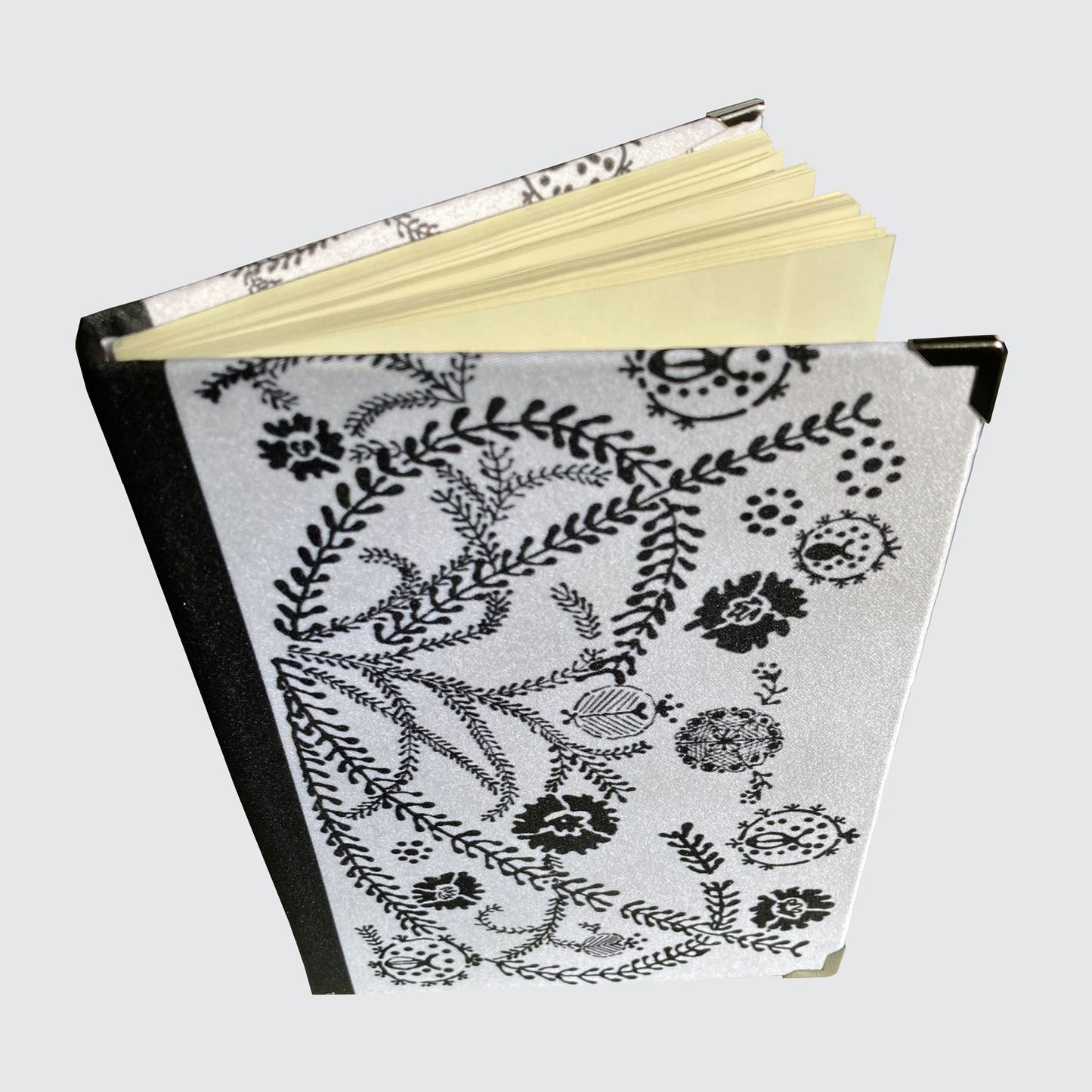 Journal - Hardback Notebook With Blank Pages - Black Foliage On White
