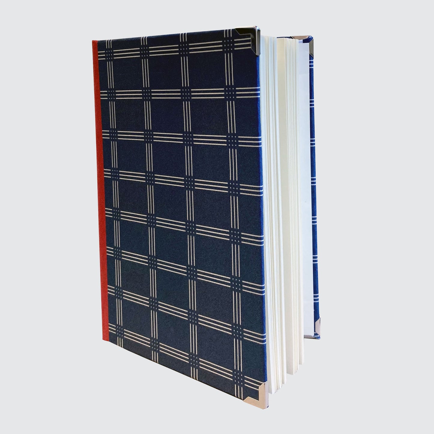 Journal - Hardback Notebook With Blank Pages - Navy With Gold Grid