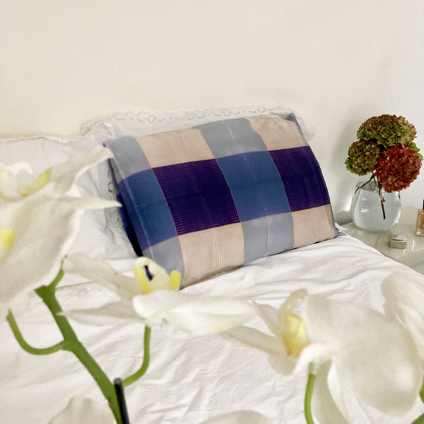 Silk Pillowcase - Blue Gingham