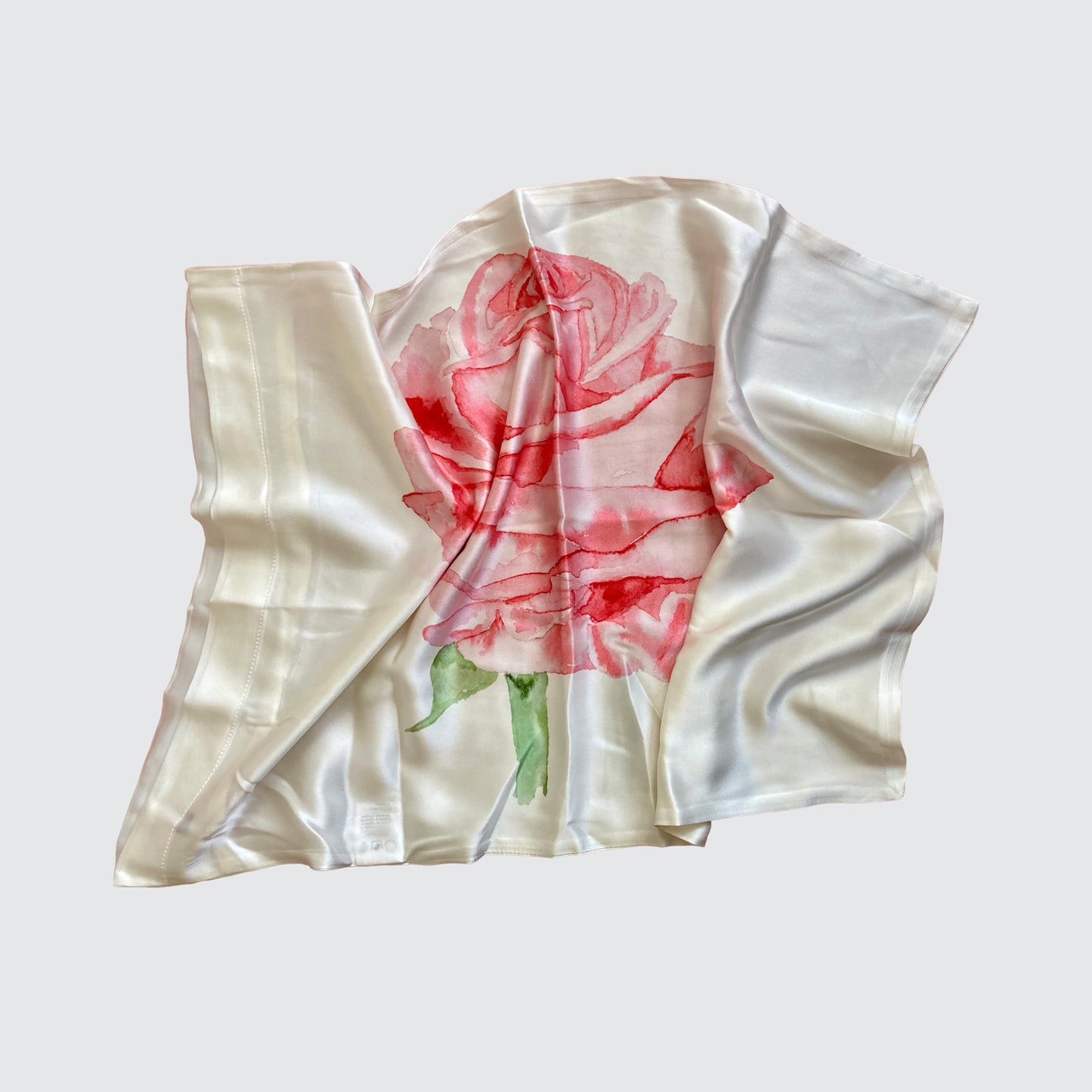 Silk Pillowcase With Red Watercolour Rose
