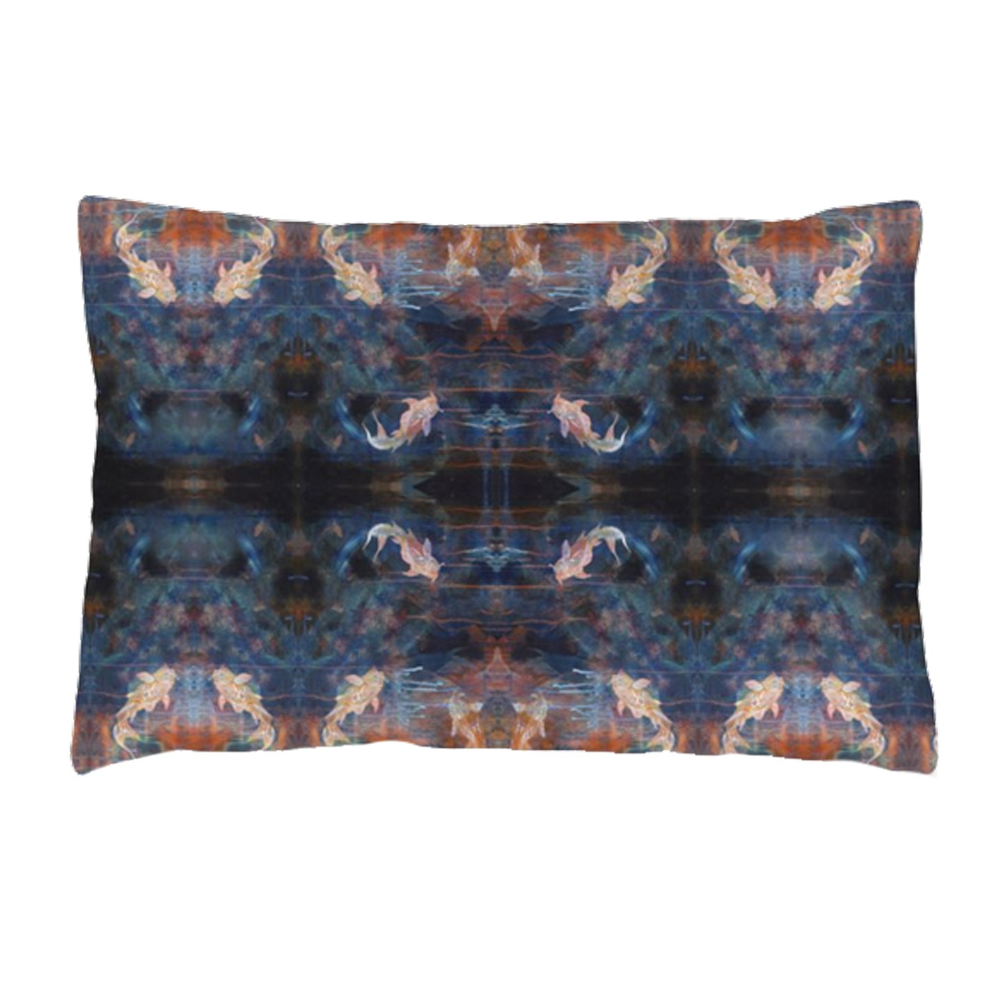 Silk Pillowcase - Blue Orange With Koi Fish Design