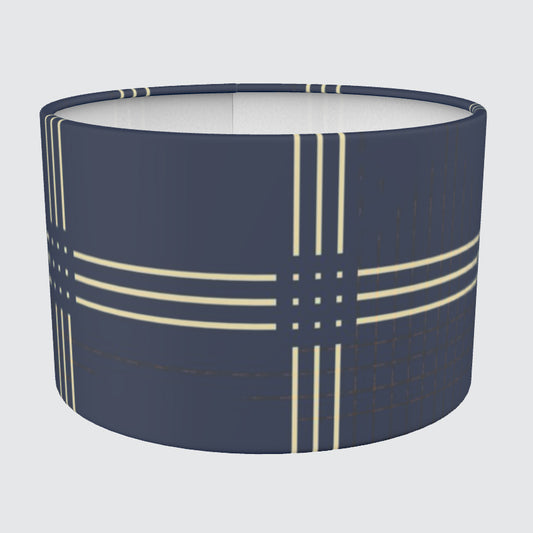 Lampshade 40cm - Gold Effect Grid 7 on Navy Blue