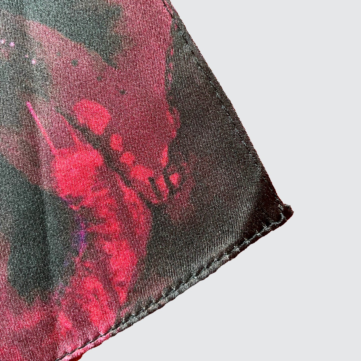 Silk Pocket Square - Red Roses - Machined Hem
