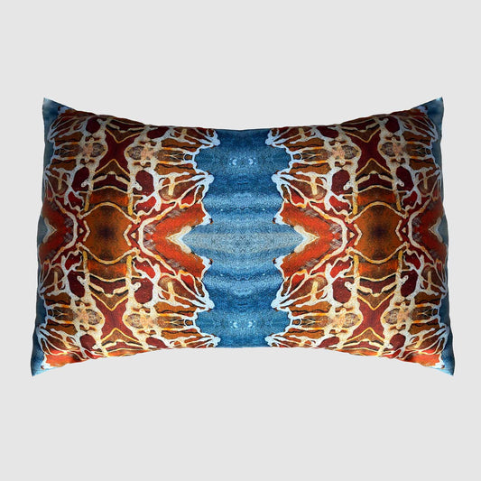 Silk Pillowcase - Orange And Blue