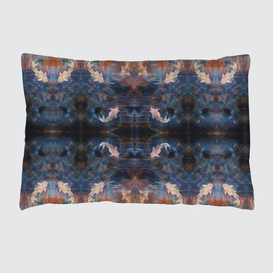 Silk Pillowcase - Blue Orange With Koi Fish Design
