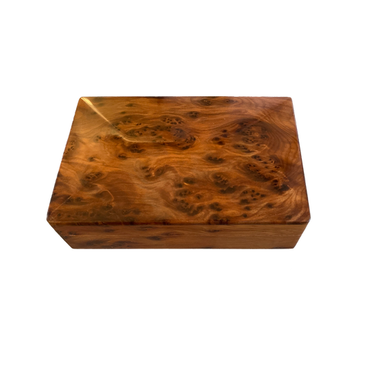 Presentation Burl Wood Box And Damask Playing Card Pack