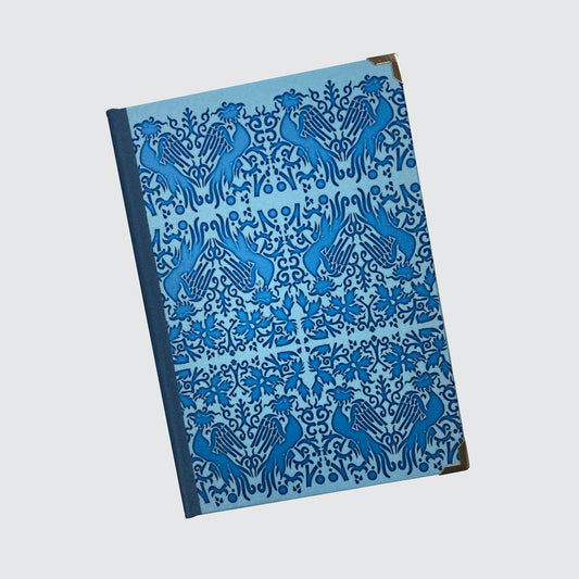 Journal - Hardback Notebook With Blank Pages - Blue Phoenix Pattern