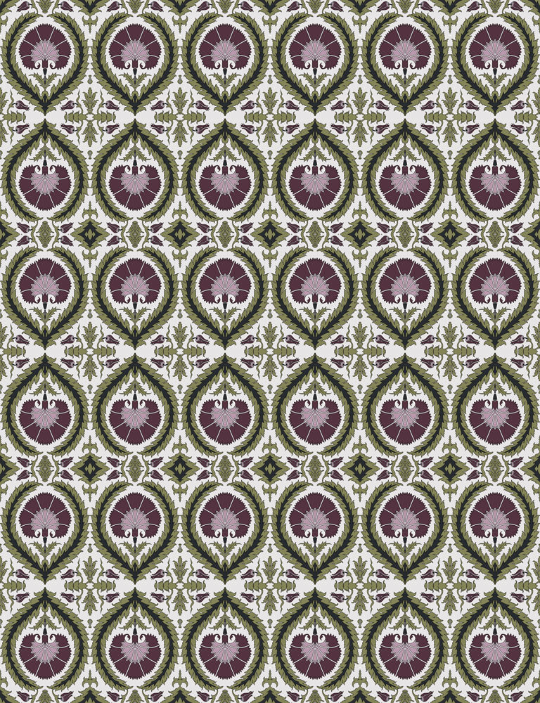 Wallpaper Acanthus and Wreath Grape on White - £37.50 per sq metre