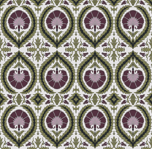Wallpaper Acanthus and Wreath Grape on White - £37.50 per sq metre