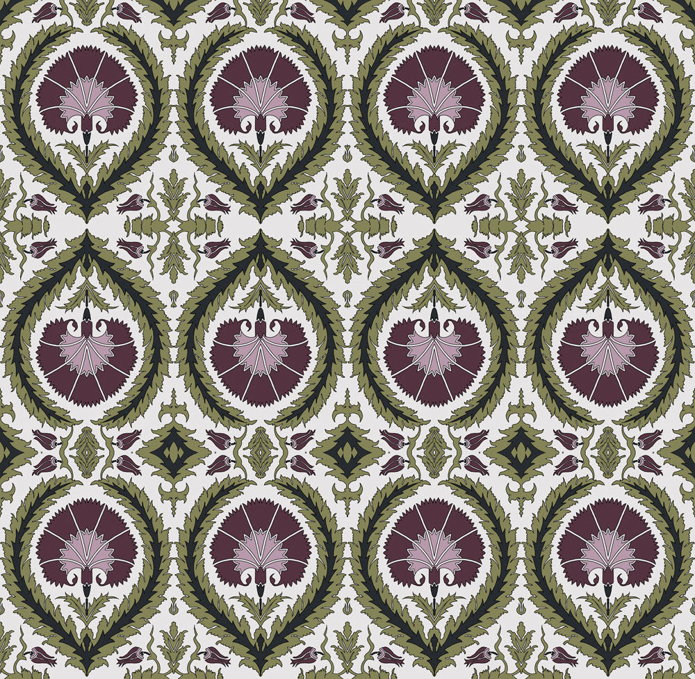 Wallpaper Acanthus and Wreath Grape on White - £37.50 per sq metre