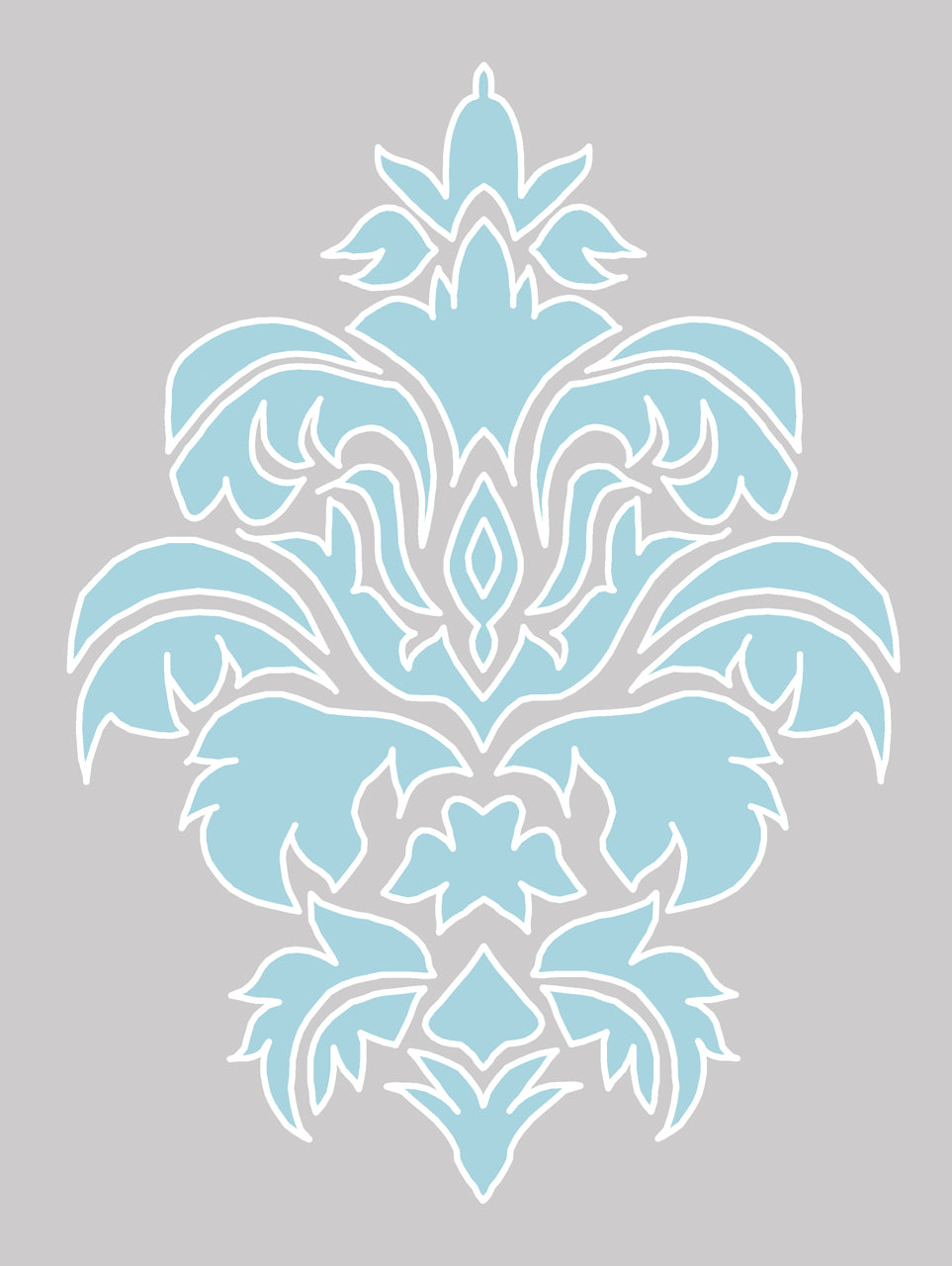Wallpaper Damask Flower Blue On Grey - £37.50 per sq metre