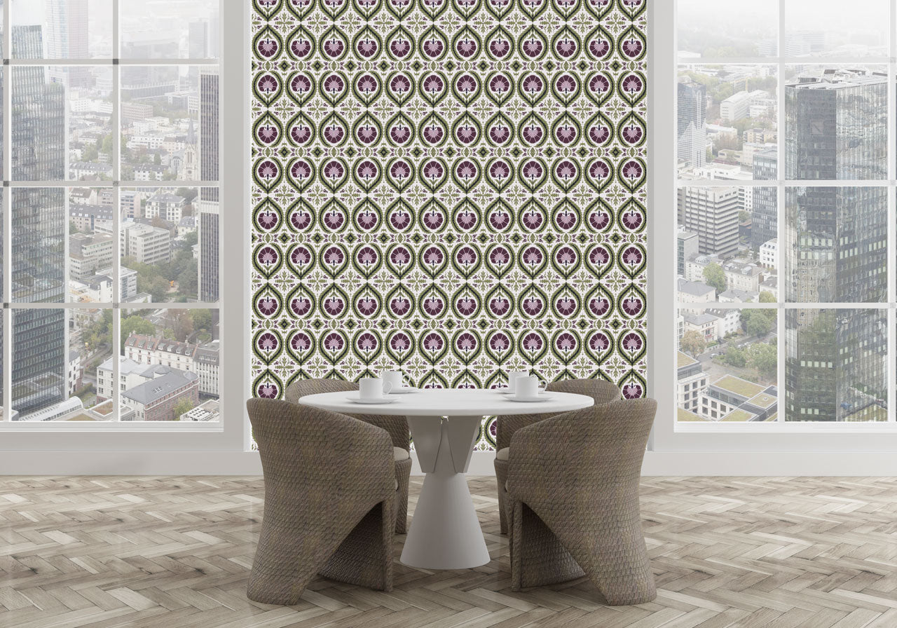Wallpaper Acanthus and Wreath Grape on White - £37.50 per sq metre
