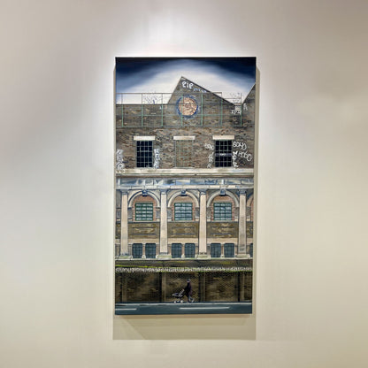 Oil Painting Rest In Peace by Rose Long of Fulham Wharf in London -  derelict building