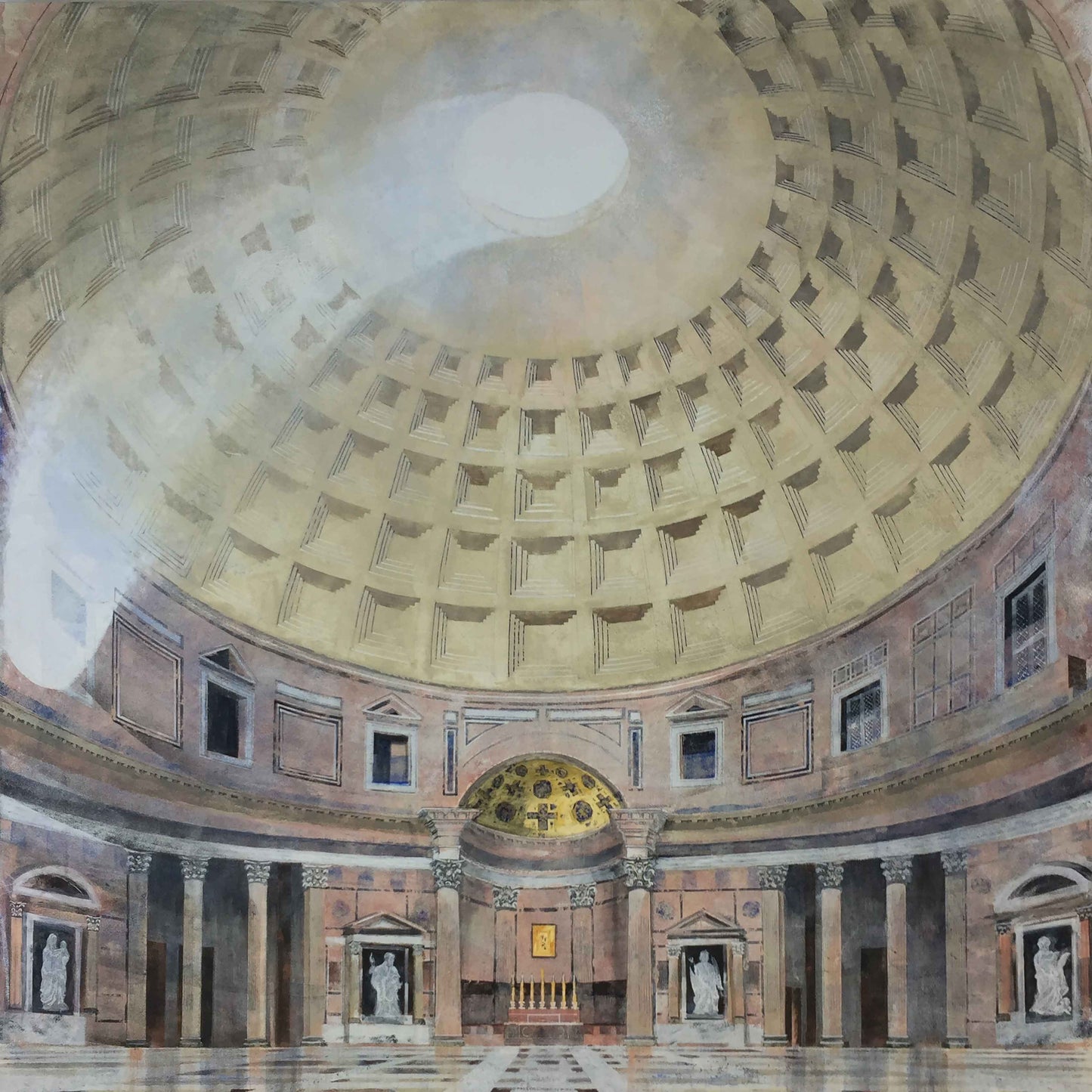 Wallpaper mural of the Interior dome of the Pantheon 250x250cm