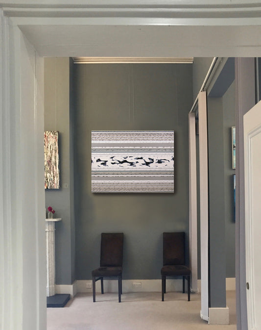 Stripes Oil Painting - Warm Grey by Rose Long