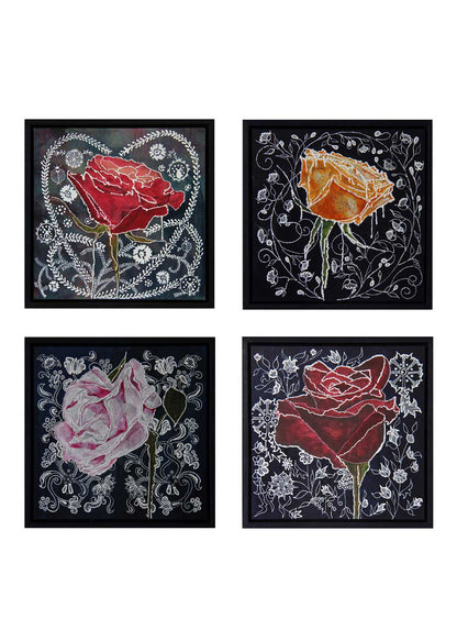 Original Art - 4 Piece Roses and Foliage
