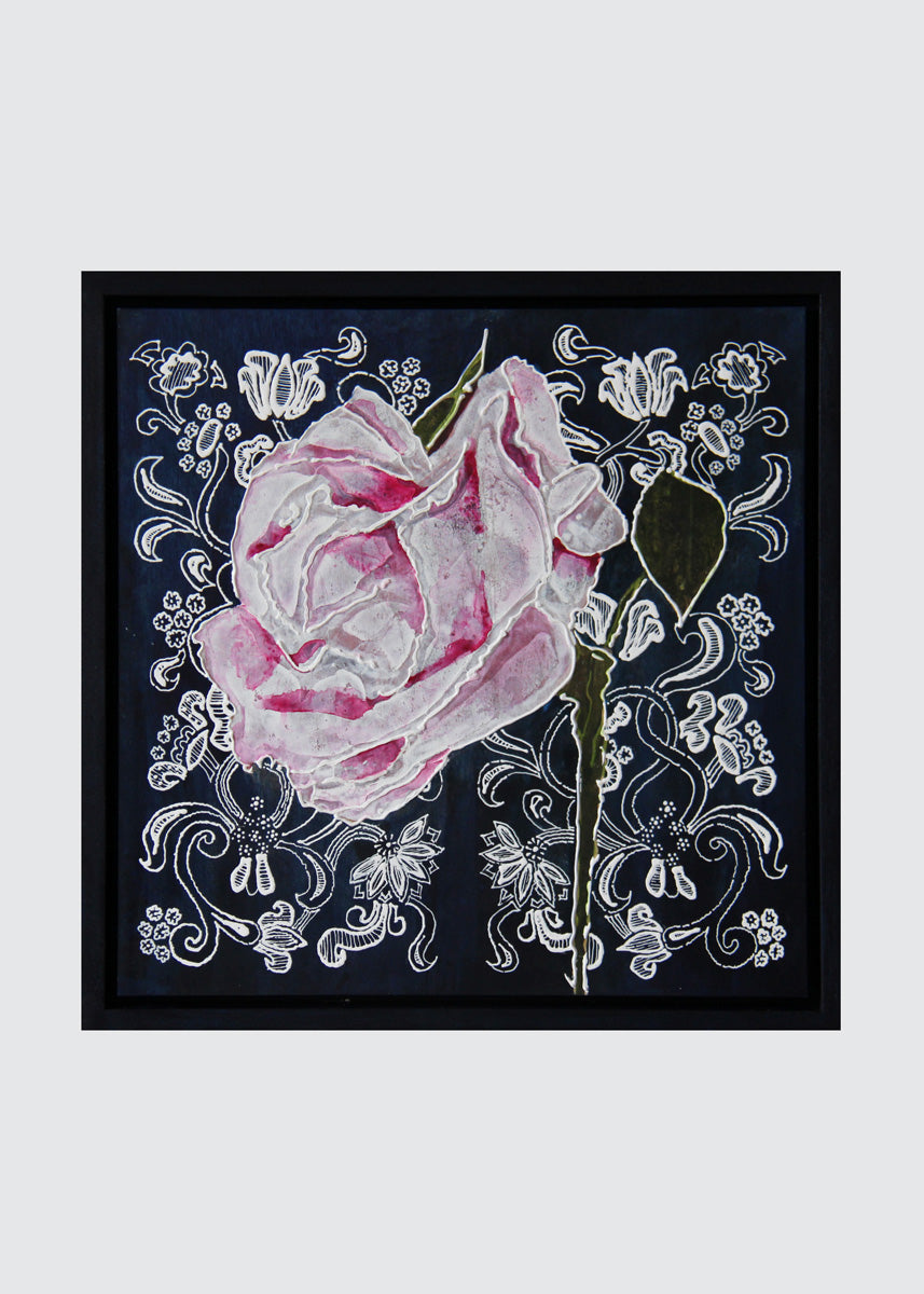 Original Art - Pink Rose and Foliage