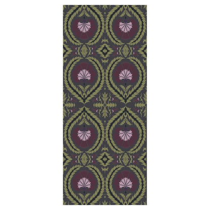 Wallpaper Acanthus and Wreath Grape and Green on Coffee - £37.50 per sq metre