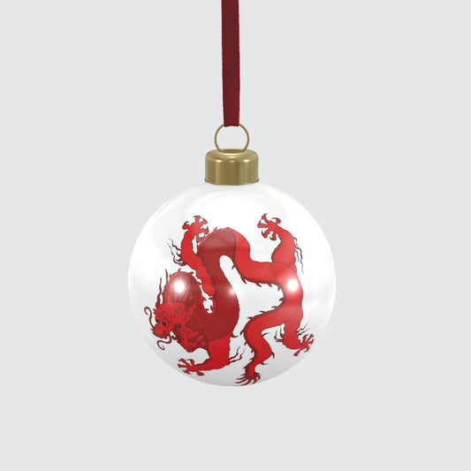 Bone China Bauble Decoration - Single - Dragon Design Red