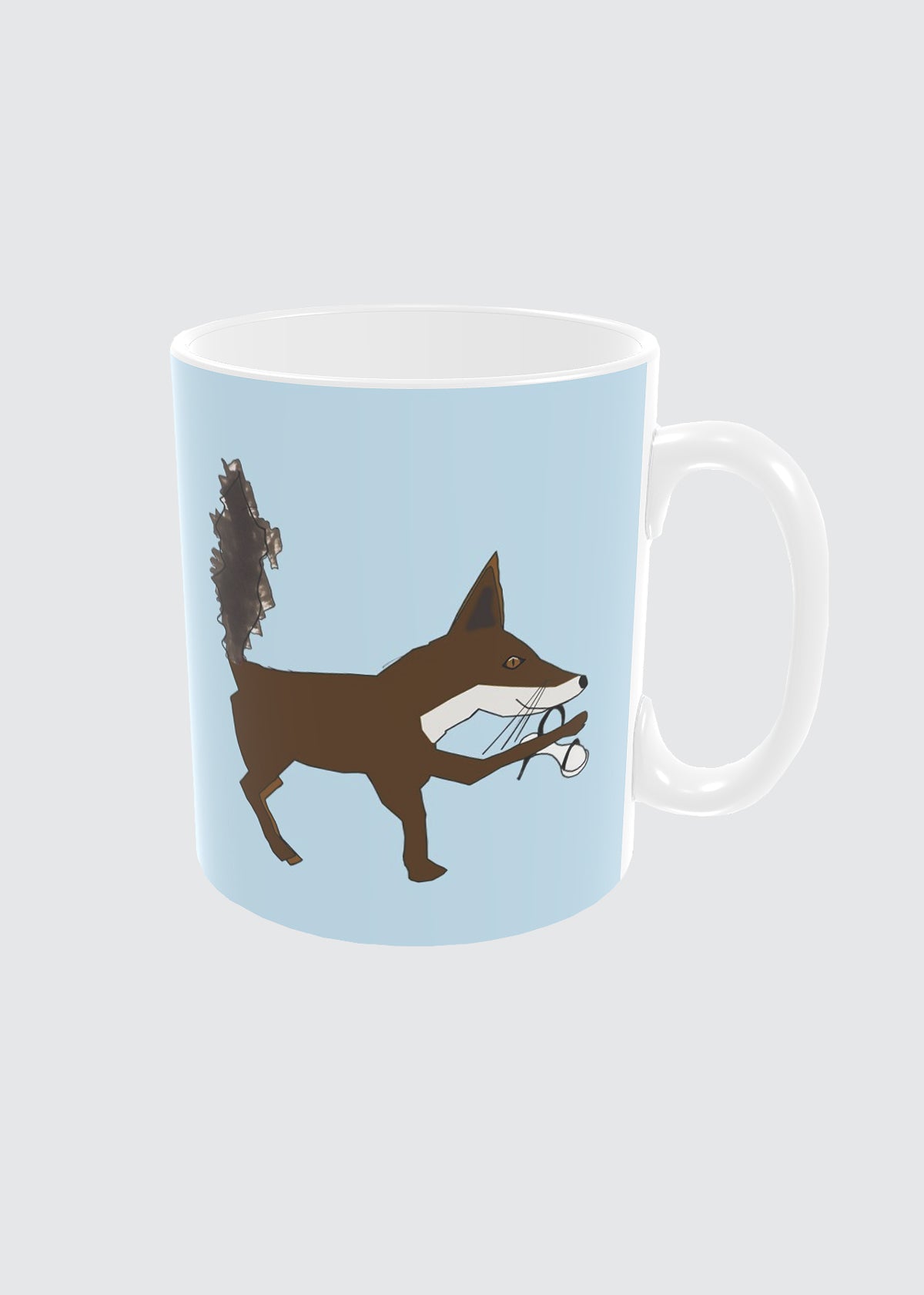Light Blue Ceramic Child's Mug with a Fox design.