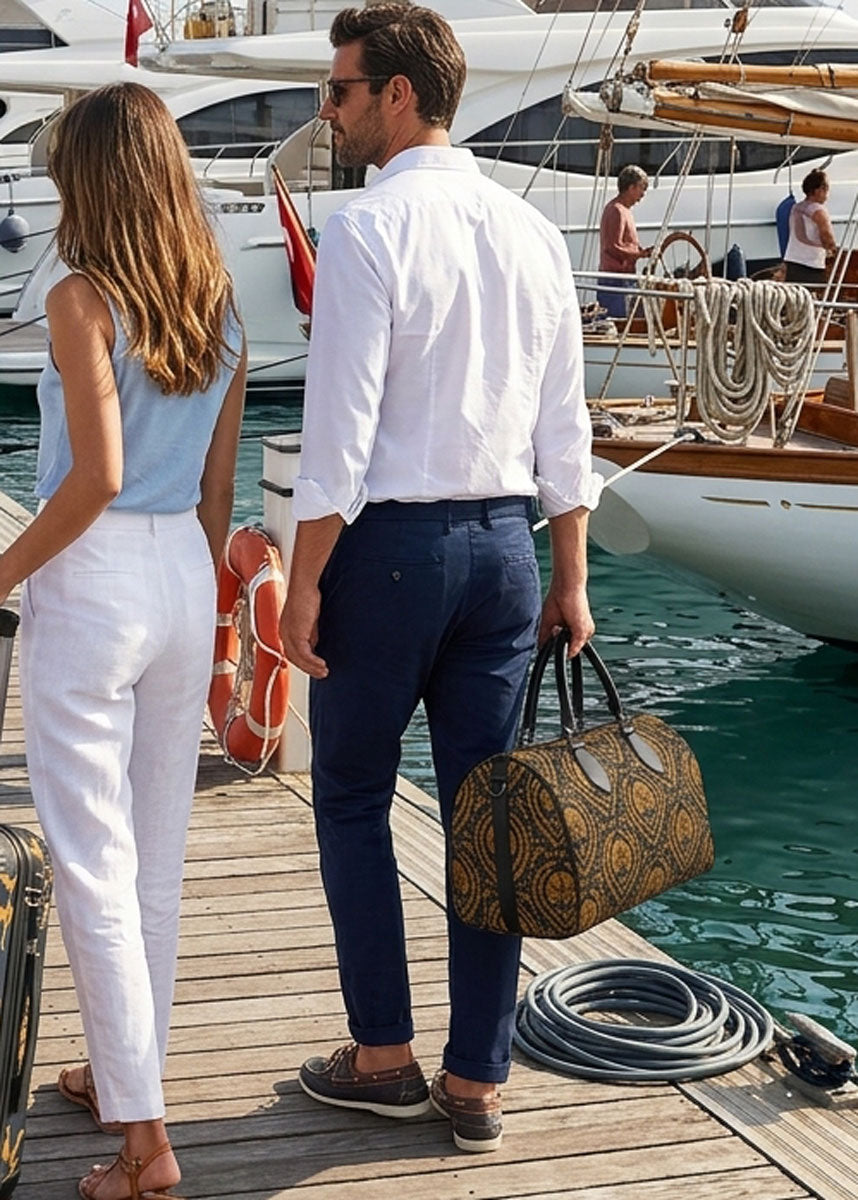 Duffle Bag - Small Acanthus Navy Ochre