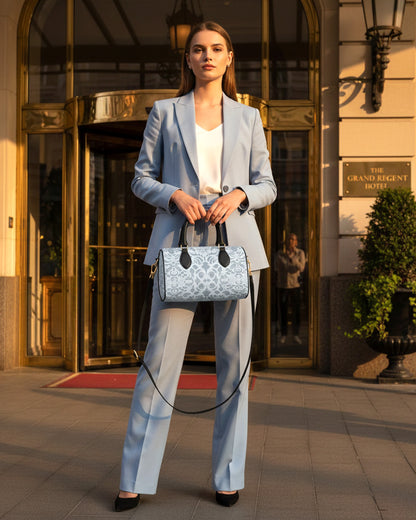 Handbag - Mini Duffle Pale Blue Damask