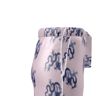 Silk Pyjamas - Blue Dragon On Pink