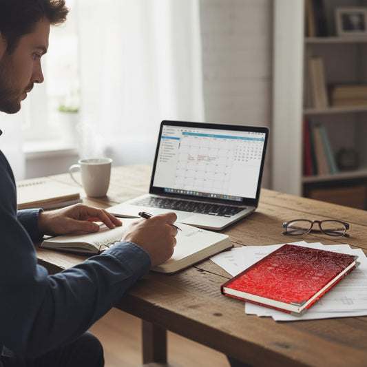 Diary 2026 - Week To View - Red Damask