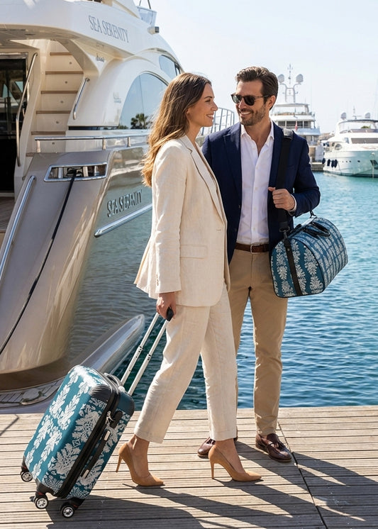 Duffle Bag - Damask on Teal