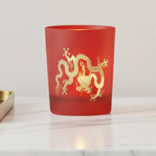 Three Dragon Glass Tea Light Holders
