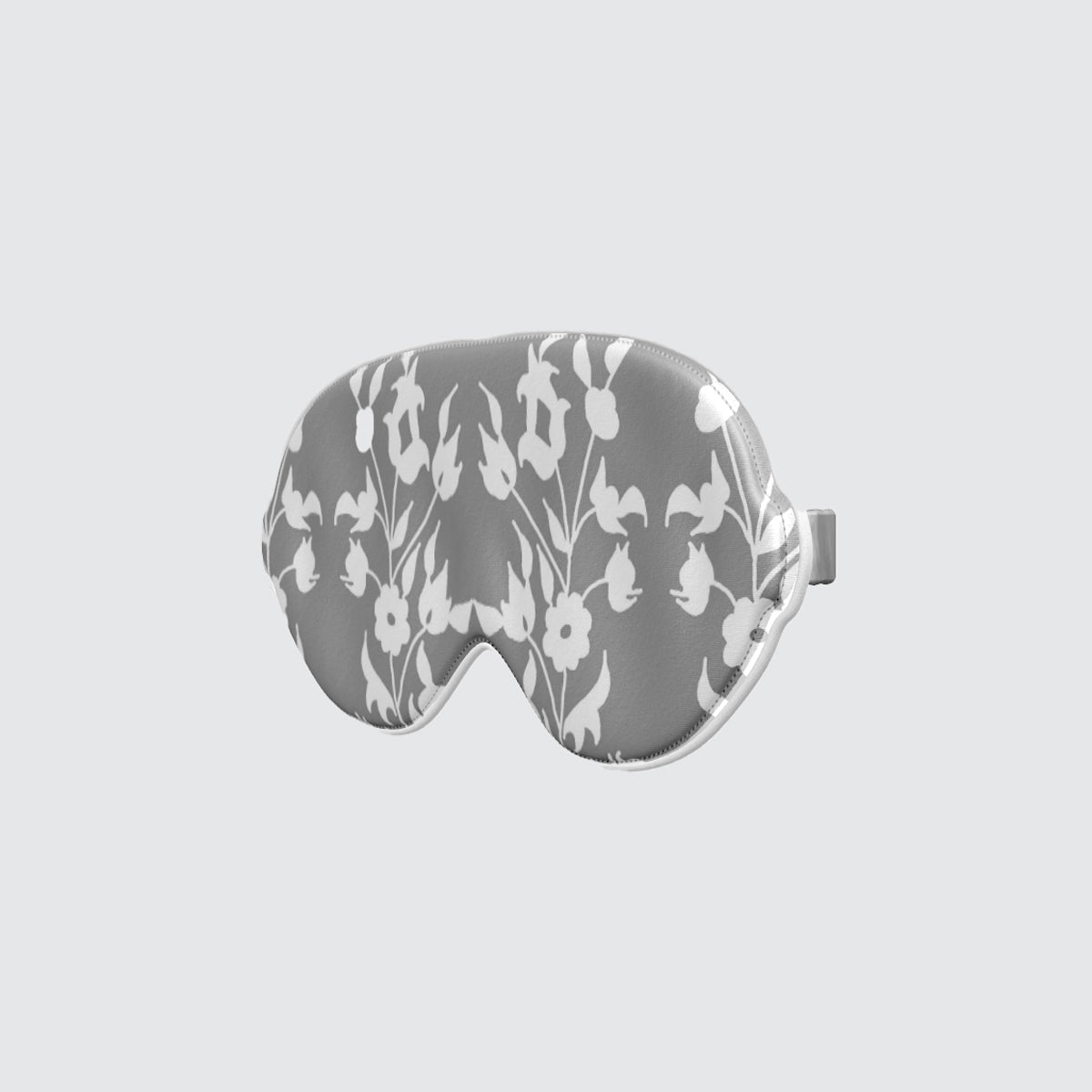 Silk Eye Mask - Grey with White Foliage