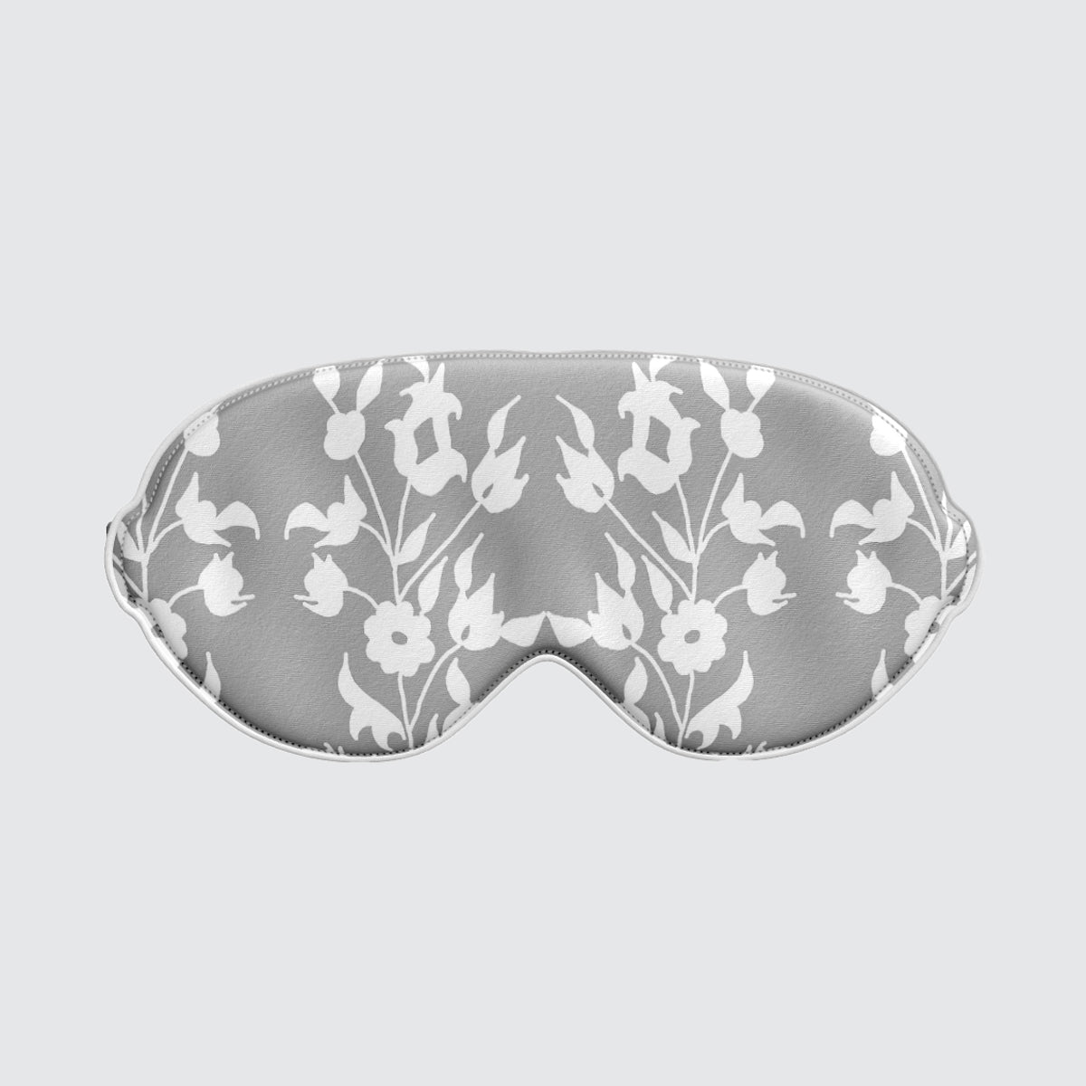 Silk Eye Mask - Grey with White Foliage