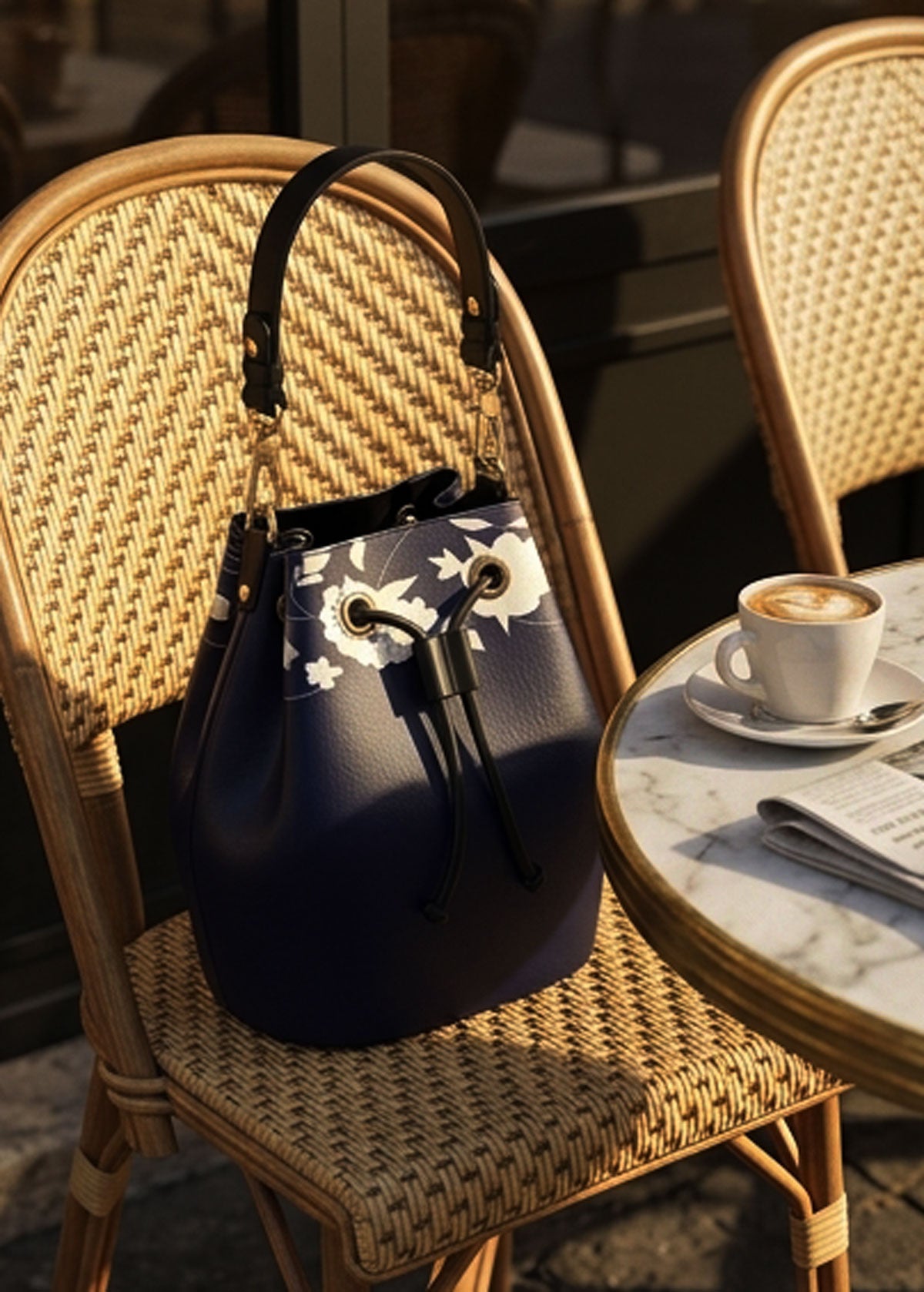 Handbag - Navy Leather Bucket